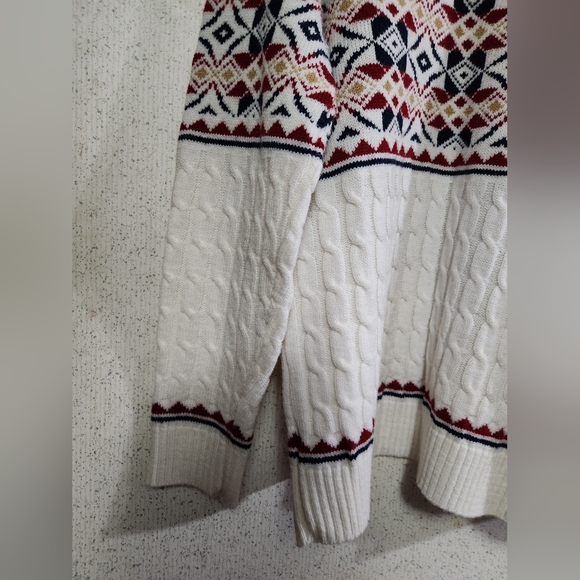 Lord Jeff Knit Cardigan Sweater 100% Wintuk Made In USA Fair Isle Style M Beige - Picture 10 of 16